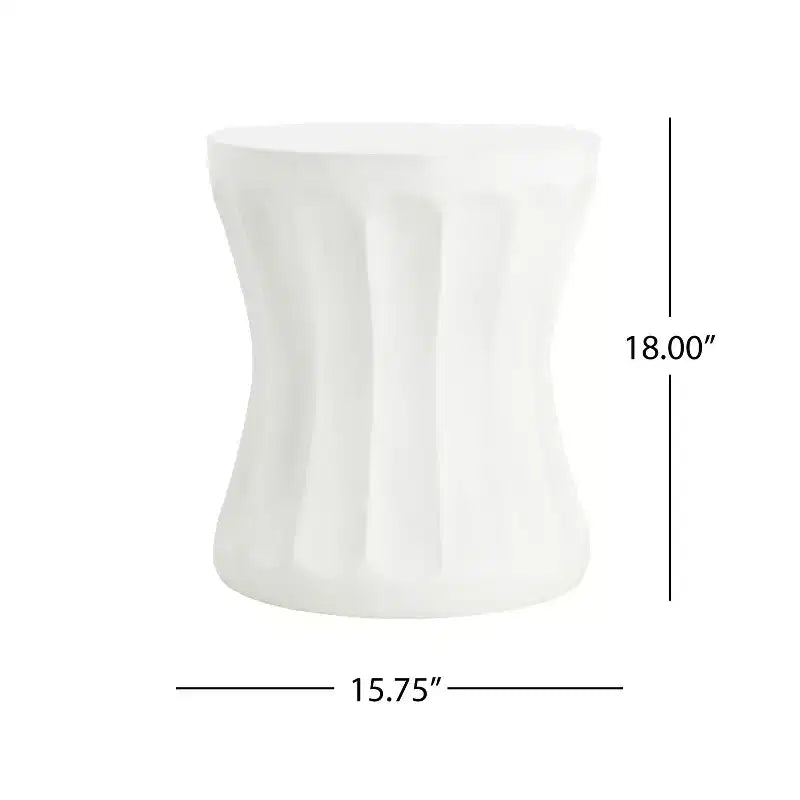 Table d'appoint ronde en béton de 40 cm pour extérieur, table d'appoint cylindrique pour salon, design cintré, blanc