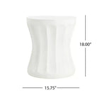Table d'appoint ronde en béton de 40 cm pour extérieur, table d'appoint cylindrique pour salon, design cintré, blanc