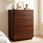 Commode à 5 tiroirs, commode en bois, commode moderne au design profilé courbé, armoire de rangement pour chambre à coucher ou salon
