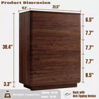 Commode à 5 tiroirs, commode en bois, commode moderne au design profilé courbé, armoire de rangement pour chambre à coucher ou salon