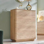 Commode à 5 tiroirs, commode en bois, commode moderne au design profilé courbé, armoire de rangement pour chambre à coucher ou salon