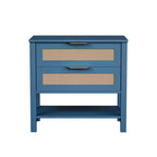 Rattan Boho Rattan 2 Drawer Nightstand for Bedroom Living Room