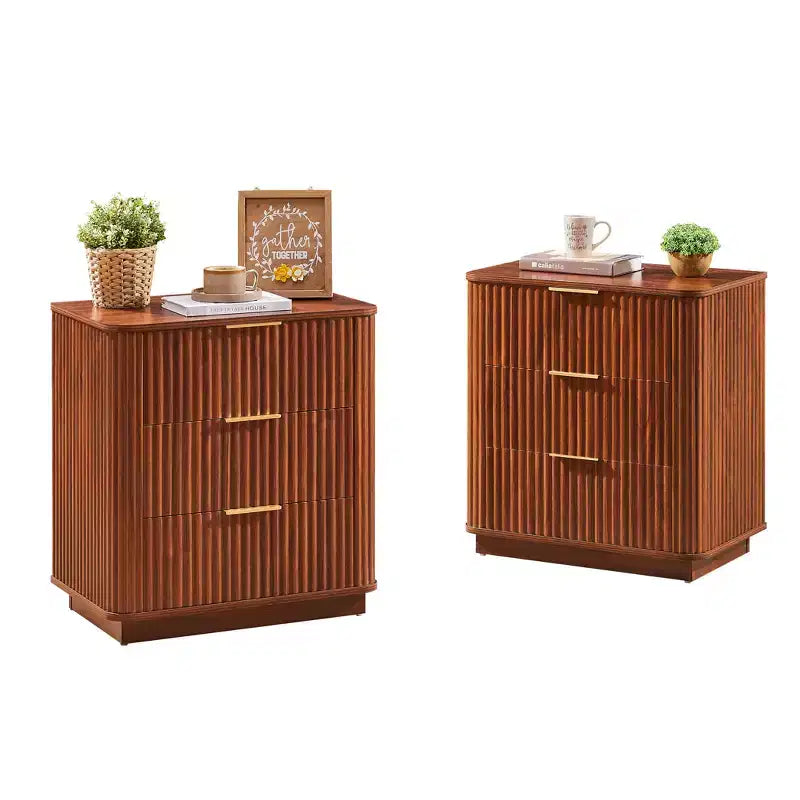 3 Sleek Modern 3 Drawer Nightstand for Bedroom Living Room