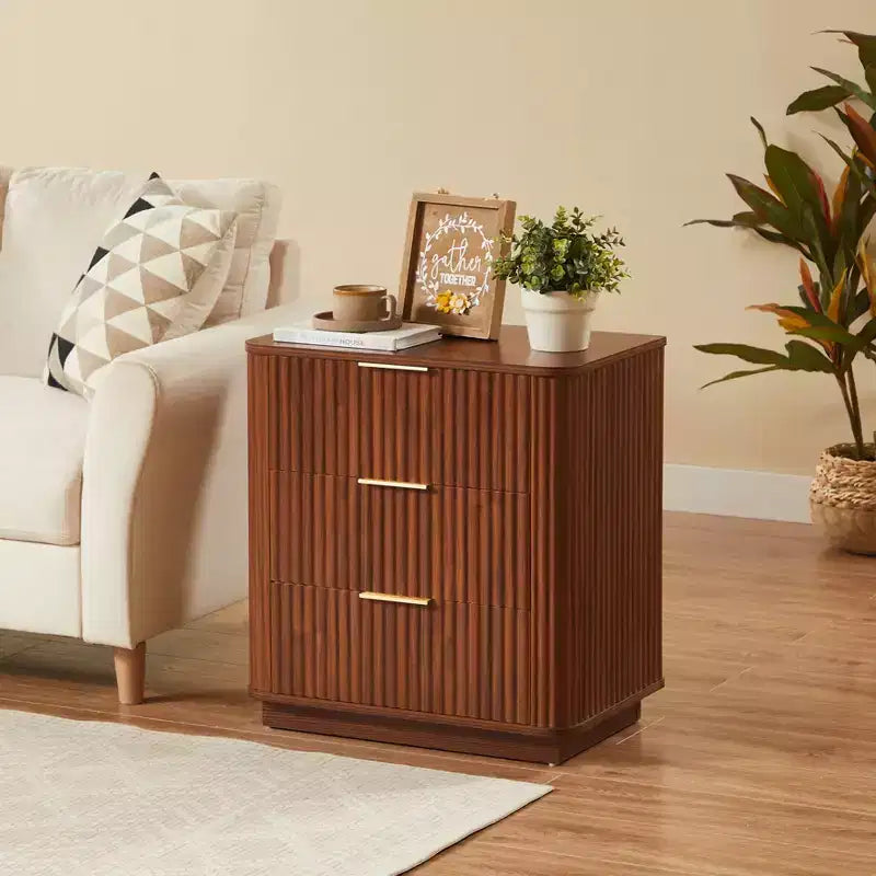 Table de Chevet Moderne Élégante à 3 Tiroirs pour Chambre à Coucher ou Salon
