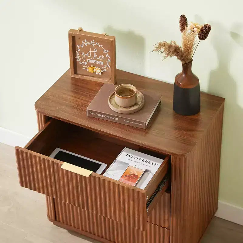 Table de Chevet Moderne Élégante à 3 Tiroirs pour Chambre à Coucher ou Salon