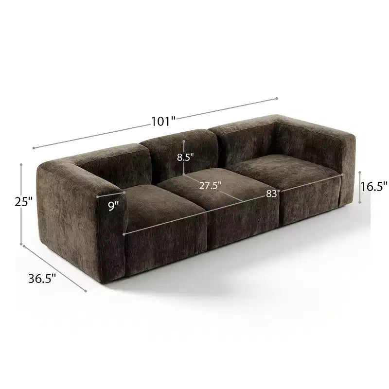 Canapé modulable moderne 101 places, canapé boxy profond en chenille texturée pour le salon - Panipeachy