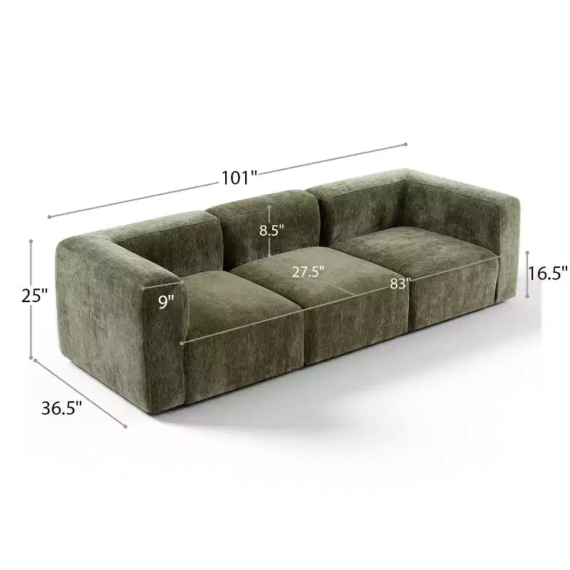 Canapé modulable moderne 101 places, canapé boxy profond en chenille texturée pour le salon - Panipeachy
