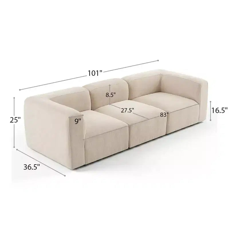 Canapé modulable moderne 101 places, canapé boxy profond en chenille texturée pour le salon - Panipeachy