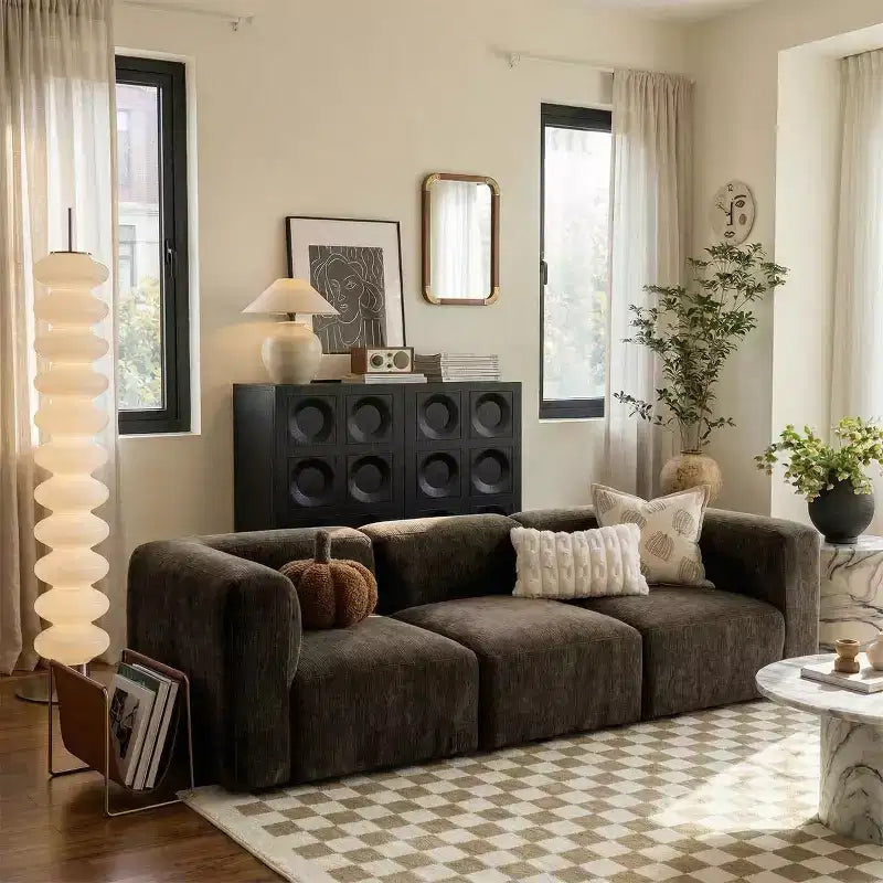 Canapé modulable moderne 101 places, canapé boxy profond en chenille texturée pour le salon - Panipeachy