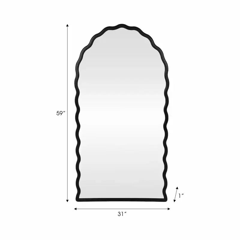 Miroir mural arqué sophistiqué pour la décoration de chambre - Miroir de vanité à cadre ondulé pour dortoir, maison, salle de bain ou bureau - 59