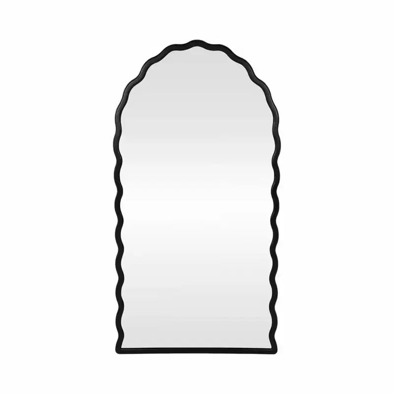 Miroir mural arqué sophistiqué pour la décoration de chambre - Miroir de vanité à cadre ondulé pour dortoir, maison, salle de bain ou bureau - 59