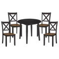 ROME + OAK Drop Leaf Table with Set of 4 X-Back Chairs, Wooden Dining Set, Black