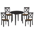 ROME + OAK Drop Leaf Table with Set of 4 X-Back Chairs, Wooden Dining Set, Black