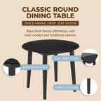 Table à abattants ROME + OAK avec un lot de 4 chaises à dossier croisé, Ensemble de salle à manger en bois, Noir