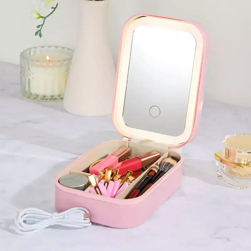 Trousse de voyage et de maquillage Lakeside Collection avec miroir LED -