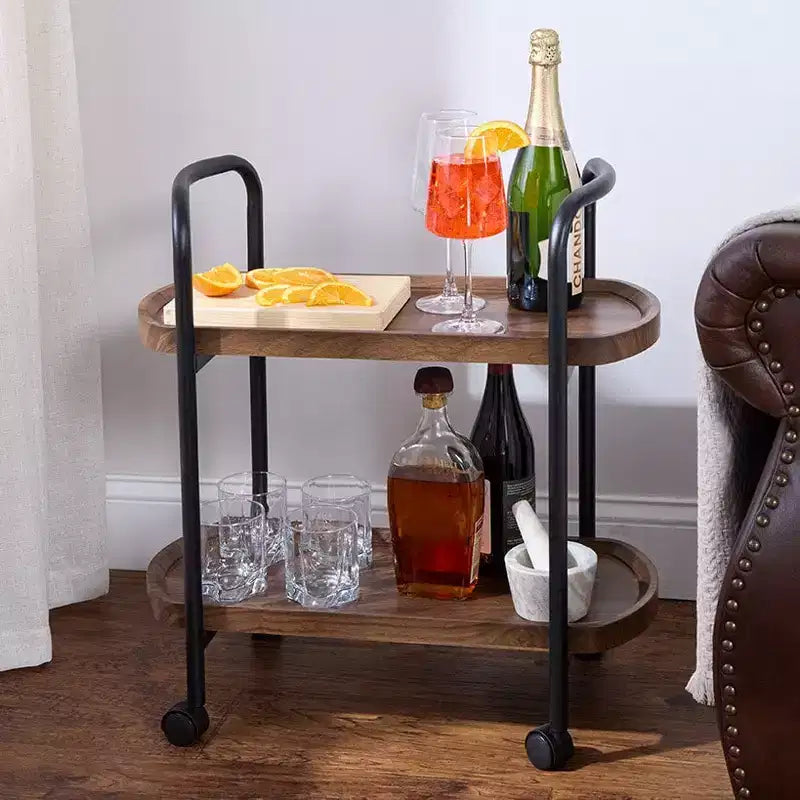 The Lakeside Collection Kitchen or Bar Serving Cart with Wheels - 2-Tier -