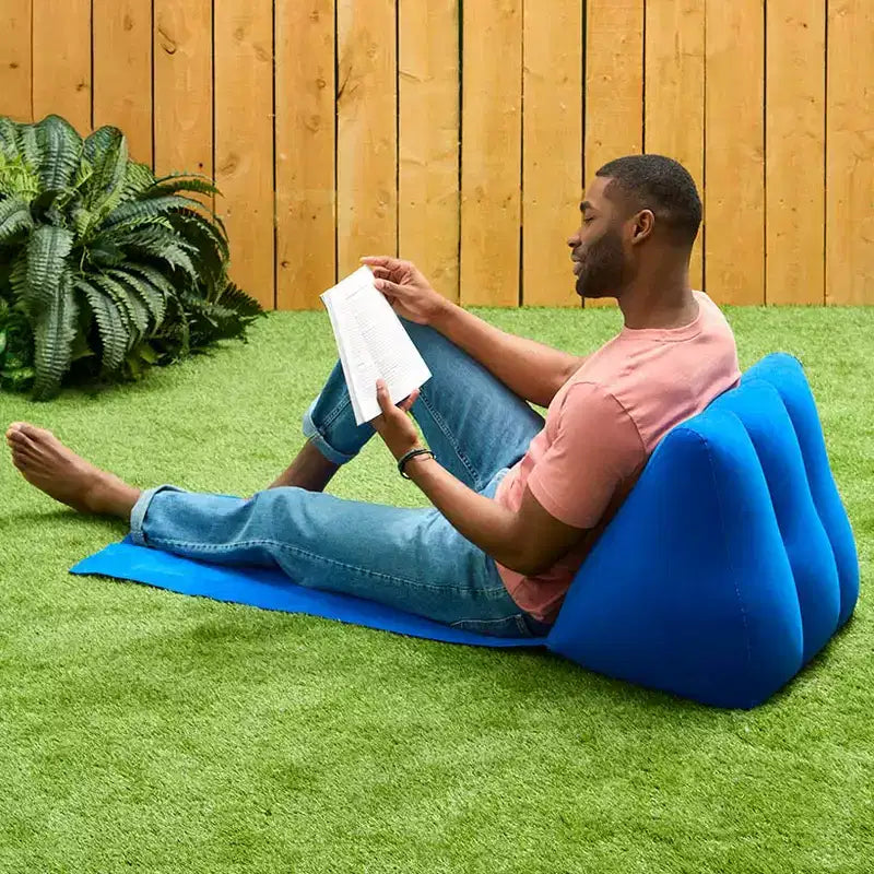 The Lakeside Collection Inflatable Triangle Cushion PVC Flocking Chaise Lounger Outdoor Mat -