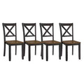 ROME + OAK X-Back Farmhouse Wooden Kitchen Dining Chair in Black/Brown, Set of 4
