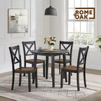 Chaise de salle à manger en bois fermier avec dossier en X ROME + OAK, noir/marron, lot de 4