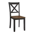 Chaise de salle à manger en bois fermier avec dossier en X ROME + OAK, noir/marron, lot de 4