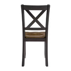 Chaise de salle à manger en bois fermier avec dossier en X ROME + OAK, noir/marron, lot de 4