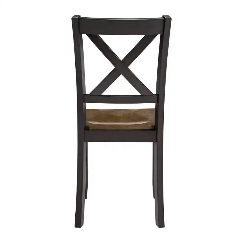 Chaise de salle à manger en bois fermier avec dossier en X ROME + OAK, noir/marron, lot de 4