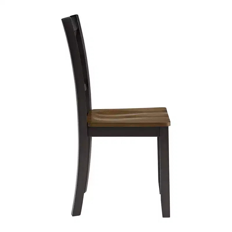 Chaise de salle à manger en bois fermier avec dossier en X ROME + OAK, noir/marron, lot de 4