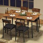 Ensemble de salle à manger 5 pièces en bois pour 4 personnes, plateau biseauté et chaises rembourrées, meubles de cuisine compacts pour la maison et l'appartement.