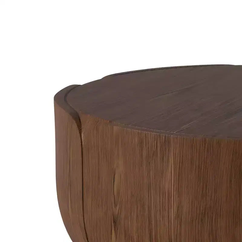 Table basse de 35,63 po, ronde, extérieure et intérieure, table d'appoint à tambour moderne en bois.