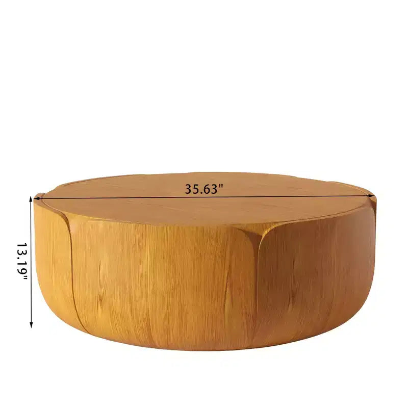 Table basse de 35,63 po, ronde, extérieure et intérieure, table d'appoint à tambour moderne en bois.