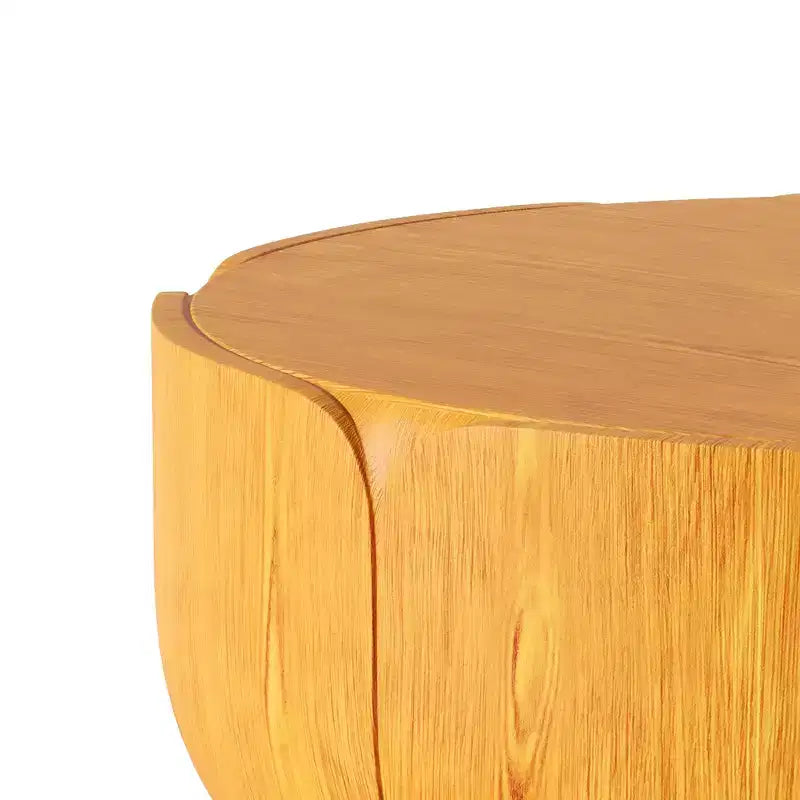 Table basse de 35,63 po, ronde, extérieure et intérieure, table d'appoint à tambour moderne en bois.