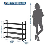 Étagère à chaussures mince à 3/4 niveaux, organisateur de chaussures réglable peu encombrant avec cadre en métal et étagères en tissu non tissé pour entrée, placard, chambre à coucher