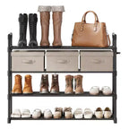 Étagère à chaussures mince à 3/4 niveaux, organisateur de chaussures réglable peu encombrant avec cadre en métal et étagères en tissu non tissé pour entrée, placard, chambre à coucher