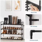 Étagère à chaussures mince à 3/4 niveaux, organisateur de chaussures réglable peu encombrant avec cadre en métal et étagères en tissu non tissé pour entrée, placard, chambre à coucher