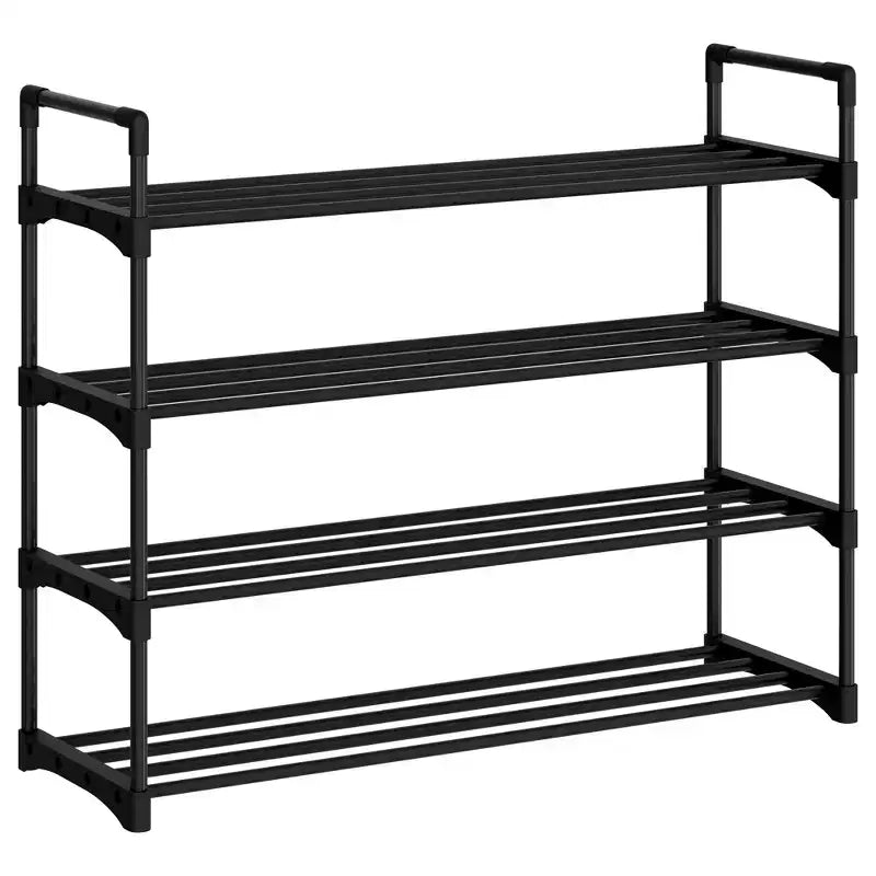 Étagère à chaussures mince à 3/4 niveaux, organisateur de chaussures réglable peu encombrant avec cadre en métal et étagères en tissu non tissé pour entrée, placard, chambre à coucher