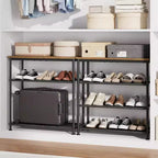 Étagère à chaussures mince à 3/4 niveaux, organisateur de chaussures réglable peu encombrant avec cadre en métal et étagères en tissu non tissé pour entrée, placard, chambre à coucher