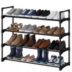 Étagère à chaussures mince à 3/4 niveaux, organisateur de chaussures réglable peu encombrant avec cadre en métal et étagères en tissu non tissé pour entrée, placard, chambre à coucher