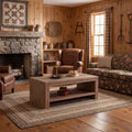 JVNOXK 47.24 Rustic 2-Tier Rectangle Coffee Table, Farmhouse Solid Wood & MDF Table with Open Storage Shelf