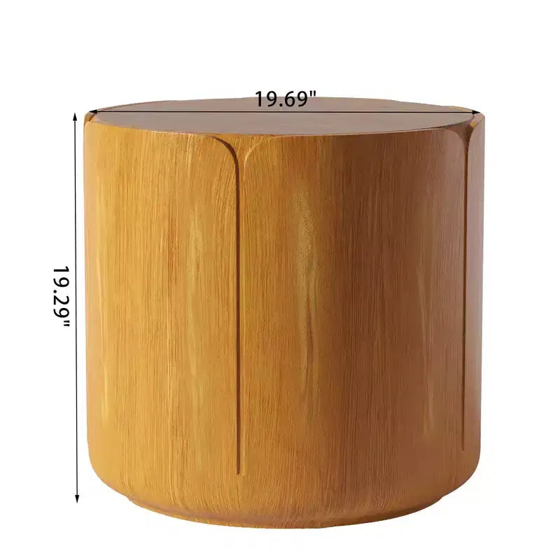 Tabouret/Table d'appoint rond(e) extérieur/intérieur 19.29H, motif bois moderne, pour terrasse et jardin
