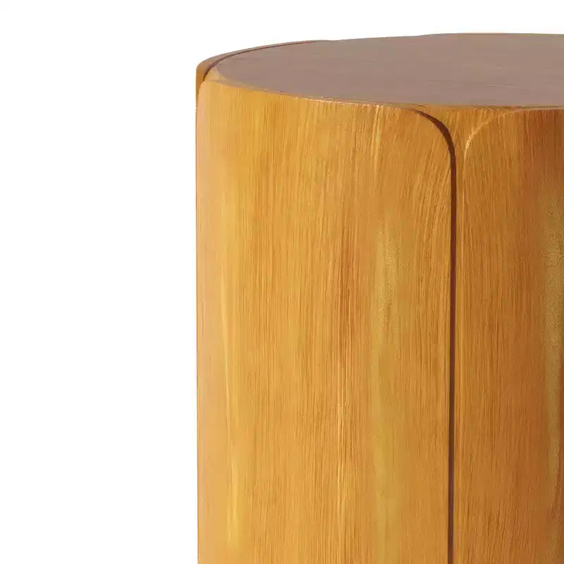 Tabouret/Table d'appoint rond(e) extérieur/intérieur 19.29H, motif bois moderne, pour terrasse et jardin