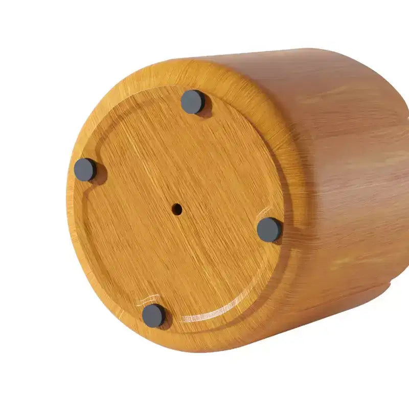 Tabouret/Table d'appoint rond(e) extérieur/intérieur 19.29H, motif bois moderne, pour terrasse et jardin