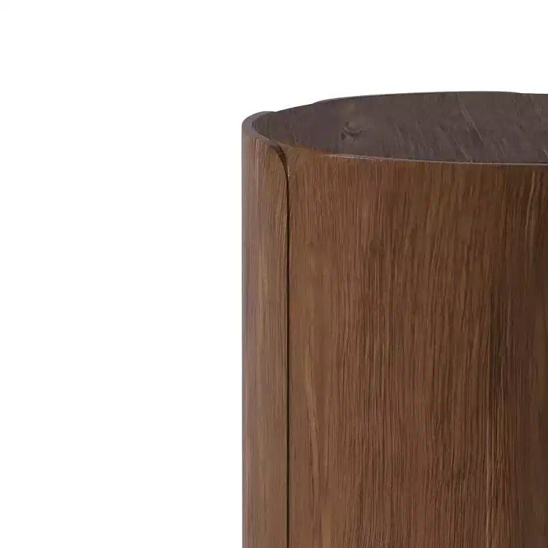 Tabouret/Table d'appoint rond(e) extérieur/intérieur 19.29H, motif bois moderne, pour terrasse et jardin