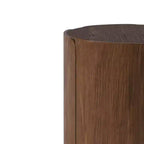 Tabouret/Table d'appoint rond(e) extérieur/intérieur 19.29H, motif bois moderne, pour terrasse et jardin
