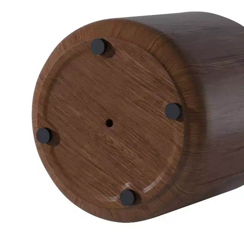 Tabouret/Table d'appoint rond(e) extérieur/intérieur 19.29H, motif bois moderne, pour terrasse et jardin