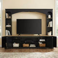 JVNOXK 91 Black Arched Farmhouse Entertainment Center for TVs Up to 70, with Bookshelves & Adjustable Shelves