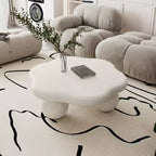 35 Cloud Coffee Table with Ball Legs, Modern Irregular Center Table for Living Room, Cream White