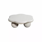 Table basse nuage 35 avec pieds sphériques, Table basse irrégulière moderne pour salon, Blanc crème