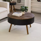 Table basse ronde avec rangement, table d'appoint centrale moderne pour salon