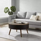 Table basse ronde avec rangement, table d'appoint centrale moderne pour salon