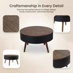 Table basse ronde avec rangement, table d'appoint centrale moderne pour salon